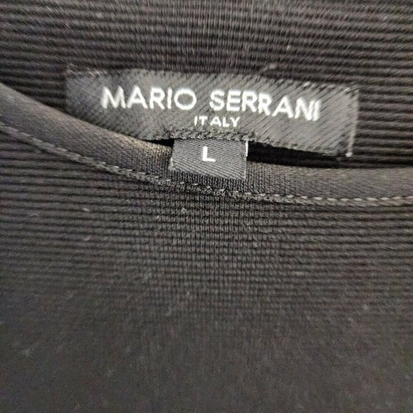 Mario Serrani Italy Black Knit Sheath Dress Women’s Large Ribbed Texture - Picture 2 of 5